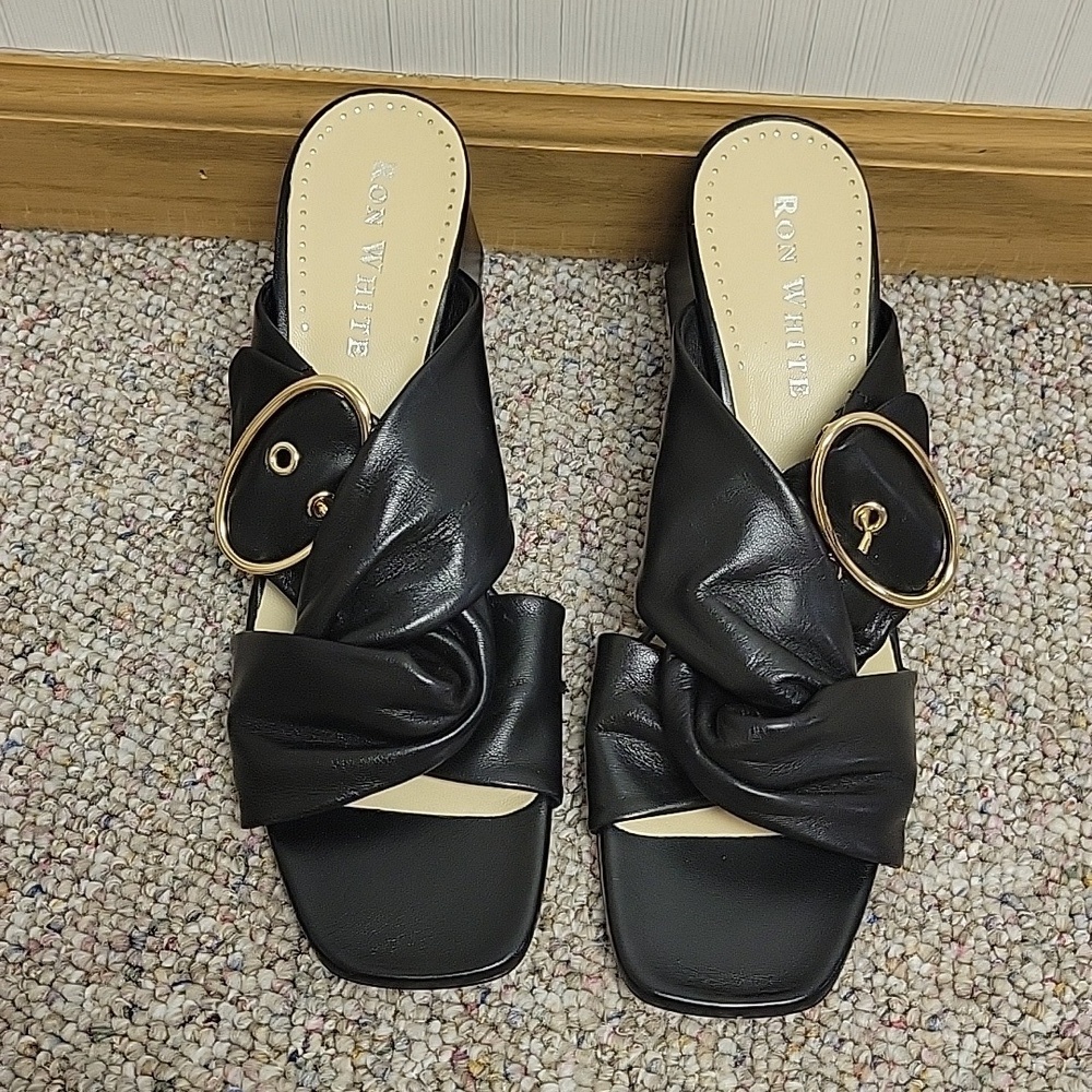 Ron White Brenley Twist Buckle Sandals, Soft Napa Leather. Women's Sz 41/Us 10.5